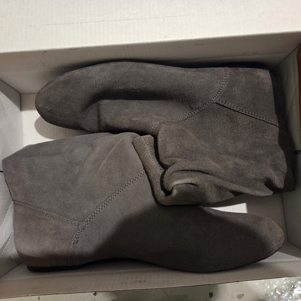 Gray Suede Ankle Boots